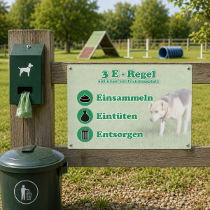 Hinweisschild Hundetrainingsplatz – 3 E-Regel