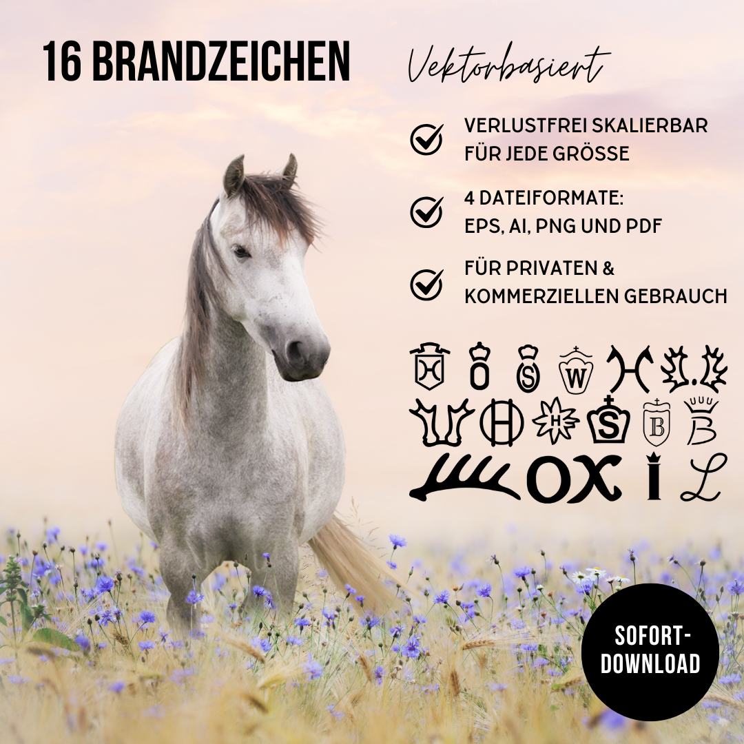 16 Pferde-Brandzeichen als Vektordateien