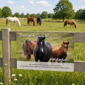 Weidezaunschild Pferd – Pony "Bitte nicht füttern! Kolikgefahr!"