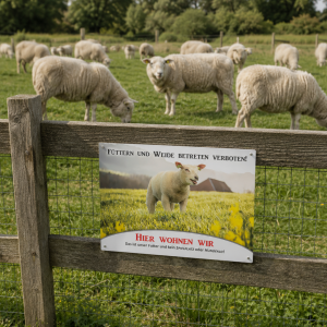 Weidezaunschild Schaf – "Füttern und Weide betreten verboten!"